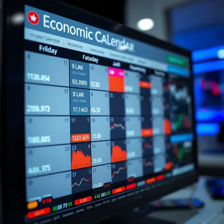 Economic calendar interface displaying upcoming financial events and data releases
