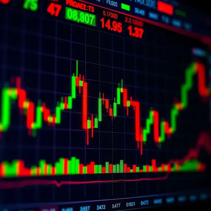 Candlestick Chart Representing Forex Market Trends Forex candlestick chart showing price movements and trends on trading platform