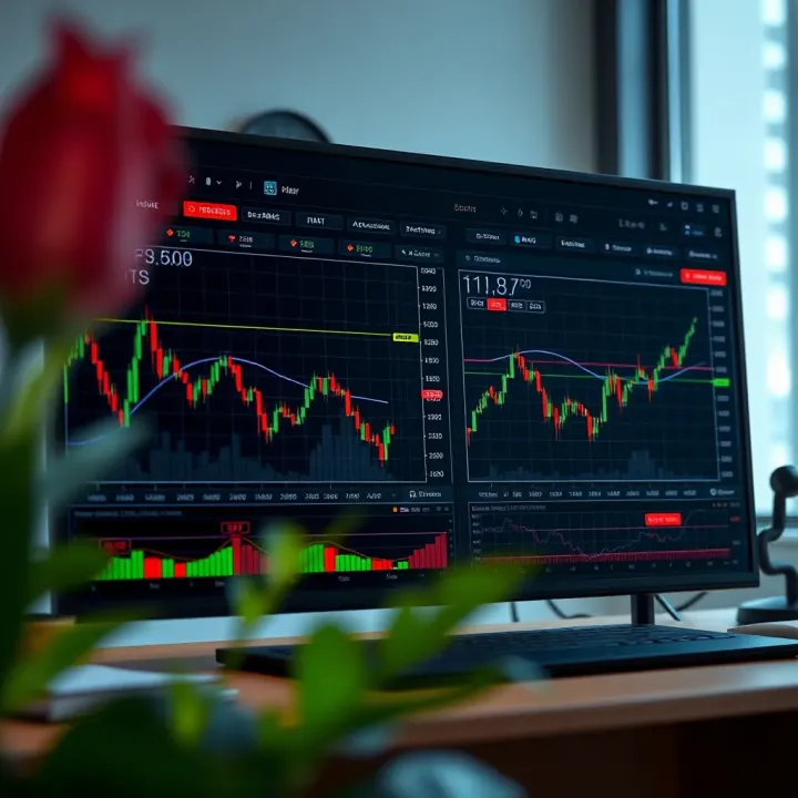 Dashboard showing multiple forex trading charts including line and bar graphs with technical indicators