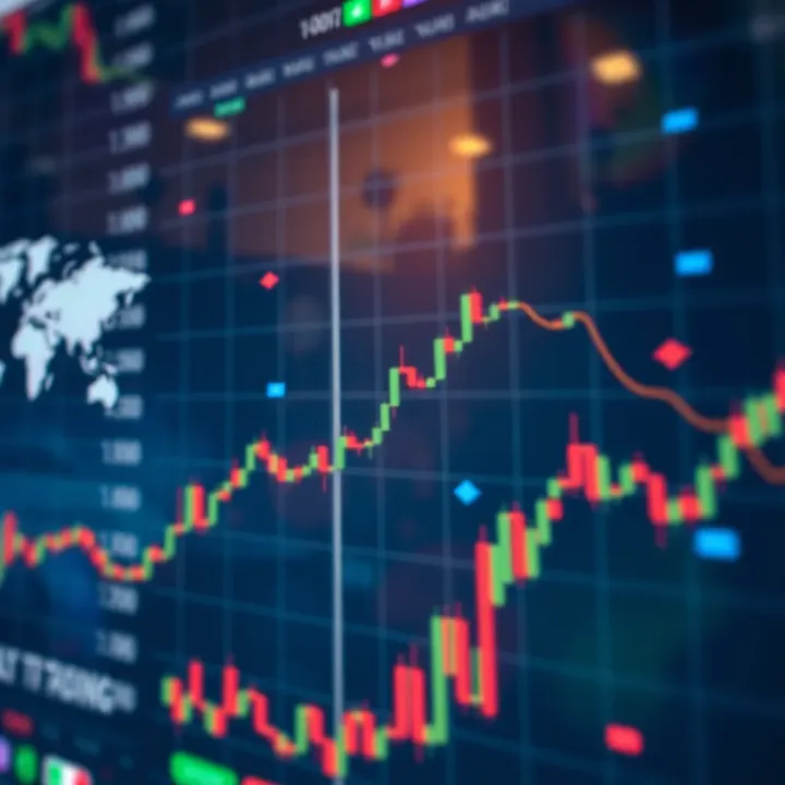 Conceptual illustration of global currencies interacting in a dynamic forex market