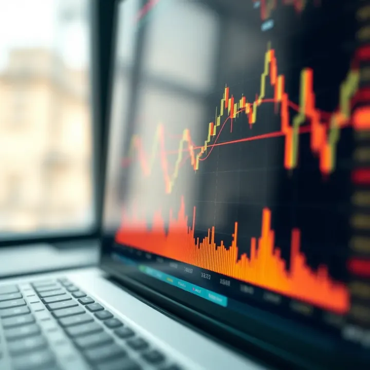 Graph showing upward and downward asset price trends in a digital trading platform interface