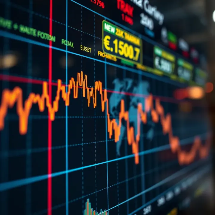 Graph showing fluctuating currency exchange rates to illustrate forex market activity
